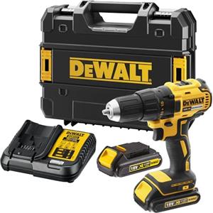 DEWALT Trapano Avviatore Compatto XR 18V 2 x 2.0Ah. Include 2 Batterie 1.5Ah e Valigetta TSTAK, DCD777S2T-QW