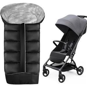 HOSPAOP Sacco Coprigambe Invernale per Passeggino HOSPAOP, Universale per Bambini, con Cerniera, Strisce Riflettenti, Impermeabile per Sportwagen Jogger Buggy, Nero