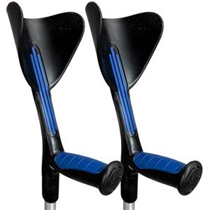 HEALTH Medical Fab Stampelle Ortopediche regolabili in altezza (2 unità) Ultraleggere con impugnatura Comfort, Stampelle Canadesi,Stampelle antiscivolo (Nero)