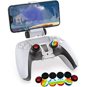 Teiyii Supporto a clip per controller Ps5, supporto regolabile per staffa per controller wireless Playstation 5 Dualsense (con 10 tappi per joystick controller Ps5)