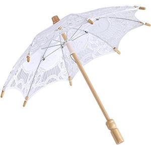 Yosoo Pizzo ombrello ombrello parasole da sposa da sposa in pizzo ricamo puro cotone Lady vintage decorazione puntelli foto, White, small