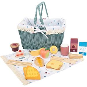 Small foot Cestino da Picnic Tasty con Accessori per Cucina e Negozio - Gioco di Ruolo per Bambini da 3 Anni