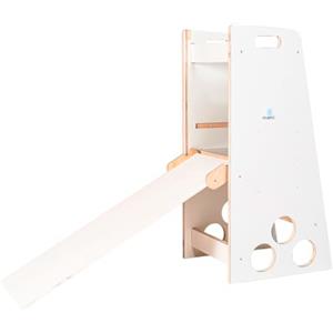 mamikids Learning Tower - Torre Montessoriana in Legno Naturale con Scivolo per Bambini 2-6 Anni, Torretta Montessoriana Apprendimento, Trasformabile in Scala, Tavolo, Sgabello Bambini, Made in Italy