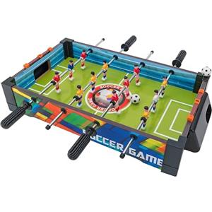 Family Games Calcetto da Tavolo in Legno - Dimensioni 51 x H 10 x 31 cm - 2 Aste con Manopola per lato - Ideale per 2 giocatoli - Portatile - Calcetto Bambini 3 anni - Globo Giocattoli - Family Games 42181