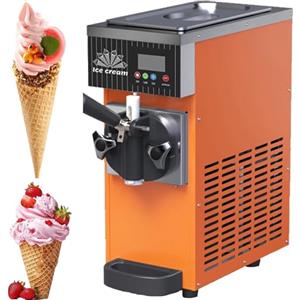 DPQYJPP Gelatiera Professionale Soft Serve,Macchina Gelato Duro Commerciale,Gelato Soft 4-5 Kg/Ora,Pannello Lcd, Pulizia Automatica Preraffreddamento,Per Yogurt Caffè Snack Bar Ristorante,orange