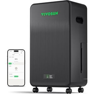 VIVOSUN AeroDrain D12 Deumidificatore Elettrico 12L/Giorno con Serbatoio 2L - Sensore di Temp & Umidità, Telecomando, Ideale per cantina, Bagno e Serra