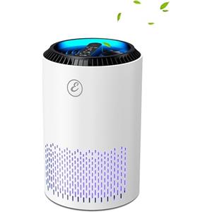 EGLEMTEK Purificatore D' Aria Con Filtro Hepa H13 Portatile Air Purifier 22 Watt Elimina Pollini Polvere Odori Con Timer Per Camera Da Letto Pranzo Soggiorno Bagno Seminterrato Ufficio 20 Mq Bianco