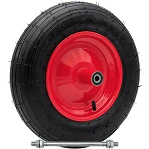 FYRKANT Ruota Pneumatica 3.50-8 per carriola | Cerchio in Acciaio | Battistrada Rigato | Diametro 35cm Larghezza 9cm Perno da 210 mm