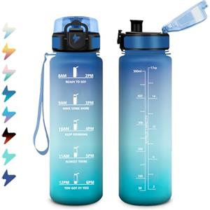 KollyKolla Borraccia 500ml, Borraccia Bambini con Filtro, Bottiglia Acqua Motivazionale con Scala Temporale, Riutilizzabile e Facile da Pulire, Bottiglia Scuola per Ufficio, Bambini, Campeggio, Viaggio