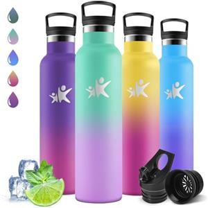 Motswedi Borraccia Termica 1 litro, a Prova di Perdite, Borraccia con Cannuccia, Acciaio Inox, Bottiglia Termica, senza BPA, Borraccia Palestra per Ciclismo, Campeggio, Verde Lag & Viola Chiaro