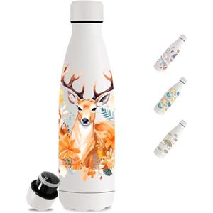 Mujigaga Borraccia Termica, Borraccia Bambini 500 ml, Senza BPA, Borraccie Acciaio Inox, Senza Perdite, Mantiene Caldo per 12 Ore/Freddo 24 Ore, Borracce per Scuole, Ufficio, Campeggio