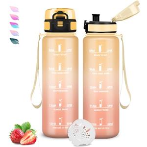 Grsta Borraccia 1 litro, Borraccia Palestra, Borraccie Senza Perdite, Bottiglia Motivazionale, Facile da Trasportare, Borraccie Orari, Borracce Graduata, Bottiglia Acqua per Campeggio, Fitness, Viaggio