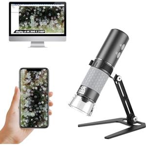 Ninyoon Microscopio WiFi 4K Stand Aggiornato Per iPhone Android PC, Microscopio Digitale USB 50-1000X Camera Endoscopio HD Wireless Per tutti i Cellulari iPad tablet Android Windows Mac Chrome Linux