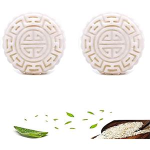 DUFAN 2 pezzi sapone all'acqua di riso fatto a mano shampoo bar, 2 in 1 solido forma rotonda sapone shampoo all'acqua di riso, idratante inodore ecologico (inodore)