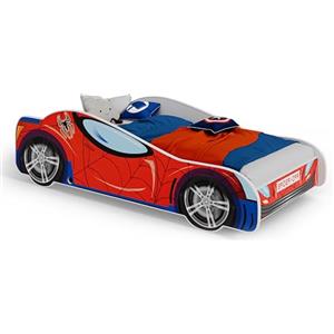 KOBI Letto Bambini Auto | Tema del Supereroe di Spiderman | 140 x 70 CM | Letto Forma Macchina per Bambino | Lettino Automobile Singolo | Lettini Bambina con Materasso
