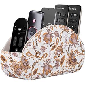 RHCSZ Supporto per telecomando, porta TV con 5 scomparti, organizer per comodino, per controller, occhiali, pennelli da trucco, gioielli e lettore multimediale, penna e matita (fiori gialli)