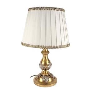 Generico Lumetto, lampada da comodino, abat jour classico in legno foglia oro-argento 1 luce Dbs 100/bp per salotto, cameretta, soggiorno, camera da letto.