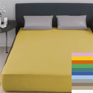 Home Tresor - Lenzuolo Matrimoniale Sotto con Angoli 100% Cotone Certificato Oeko-Tex Fresco e Traspirante Coprimaterasso con Elastico Due Piazze 170/180 x 190/200 cm Mon Ami Giallo