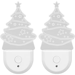 Diyeeni Luce Notturna a LED, Luce Notturna per Albero di Natale con Effetto Acrilico 3D, Sensore Dal Crepuscolo All'alba, Lampada da Parete con Presa per Camera da Letto, Bagno, Scala,