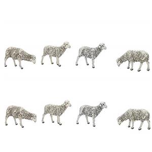 Moranduzzo - Set 8 Pecore per Presepe Scala 1:15 per presepe da 10/12 cm - Artigianato Made in Italy - Accessori e Materiali per Realizzare un Presepe Tradizionale Fai da Te