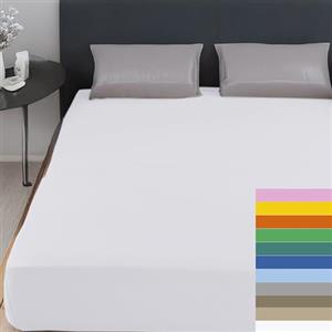 Home Tresor - Lenzuolo Matrimoniale Sotto con Angoli 100% Cotone Certificato Oeko-Tex Fresco e Traspirante Coprimaterasso con Elastico Due Piazze 170/180 x 190/200 cm Mon Ami Bianco