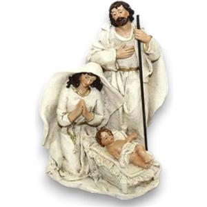 Generico Gruppo Natività in Ceramica 21 cm Bianco Avorio Statue Idea Regalo addobbi Natalizi presepe Giuseppe Maria Gesù Statuetta Idea Regalo Natale Decorazione Sacra Famiglia presepe