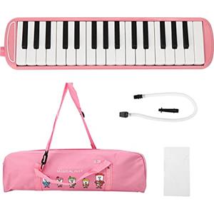LIYJTK 32 Tasti Melodica, Tastiera Stile Pianoforte Armonica a Bocca con Bocchino Custodia Per Il Trasporto Air Piano Keyboard Strumento Musicale Per Principianti Regalo Musicale(Rosa)