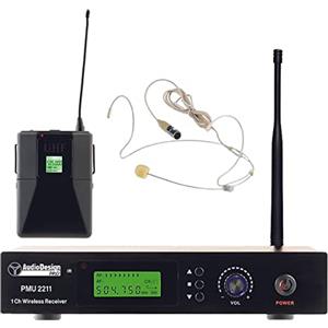 AUDIODESIGN PRO PMU 2211BP Set centralina e microfono ad archetto UHF, kit radiomicrofono palmare professionale, microfono wireless con body pack