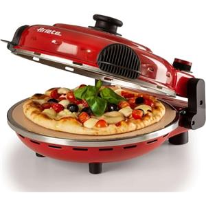 Ariete Forno Pizza 919, Pizza 4' Minuti, Forno per Pizza con 5 Livelli di Cottura, Piastra Refrattaria Antiaderente per Riscaldare, Pale in Legno Incluse, Temperatura Max 400°C, 1200W, Rosso