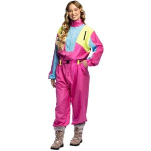Boland - Tuta da sci retrò rosa, si illumina alla luce nera, costume anni '80 per donna, outfit per feste après-ski, tuta per costumi di carnevale