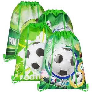 DiULi Ragazzo Sacca, 4PC Zaino da Nuoto Bambino, Con Coulisse Zainetto ragazzo, ragazza, ragazzo, Zaino Sportivo, per Spiaggia, Campeggio, Shopping, Verde(Calcio)