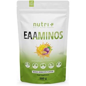 Nutri + EAA Vegani in Polvere Aminoacidi essenziali 500 g Plant based - Fermentazione vegetale - ideali pre intra post Workout - Mango & Passion Fruit