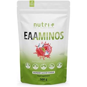 Nutri + Nutri+ EAA Aminoacidi Essenziali in Polvere 500g Gusto Ghiacciolo al Lampone - Integratore con Tutti gli Essential Amino Acids - Amminoacidi Vegani per Recupero Muscolare, Allenamento e Fitness