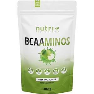 Nutri + Nutri+ BCAA in Polvere Mela Verde 300g - Aminoacidi Ramificati 2:1:1 Vegani, Integratore per Sport e Palestra, Complesso di Aminoacidi Istantanei per Muscoli, Recupero e Massa, Senza Zuccheri