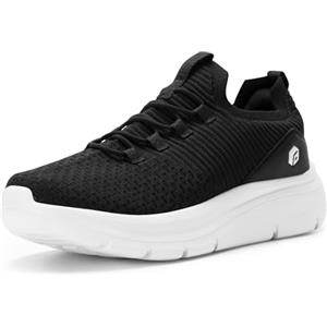 FitVille Scarpe da Ginnastica Uomo Scarpe Sportive Extra Larghe da Camminata Slip-on Jogging Fitness Sneaker Nero 43 EU Larga