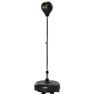 HOMCOM Sacco da Boxe Altezza Regolabile con Guanti Inclusi, Punching Ball per Adulti e Ragazzi, in PE e Metallo, 45x45x133-151cm, Oro