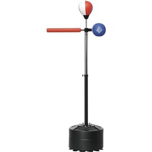 SPORTNOW Punching Ball da Terra per Adulti con Barra Reflex, Speedball e Colpitore, Pungiball da Terra con Altezza Regolabile da 163-205cm, Base Riempibile, Pompa d'aria e Set di Fasce da Polso