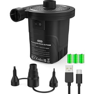 Dr.meter Pompa Elettrica, Dr.meter La Pompa USB Gonfiabile con 3 Ugelli Rimovibili per Materasso Gonfiabile, Bambini Piscina Anello di Nuoto