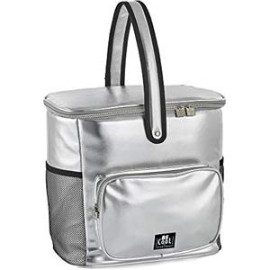 Be Cool - Grande borsa termica City color argento, M, 33 x 18 x 30 cm, circa 17,5 litri di capacità, con manici larghi, per picnic, scuola, gite, viaggi