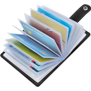 OSDUE Porta Carte di Credito Pelle PU, Portafoglio RFID/NFC Secure Protection con 26 Scomparti Antitaccheggio, Porta Tessere, Portafoglio Slim da Uomo e Donna per ID, Banca e Business, Nero