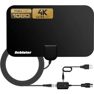 Jsosto Antenna TV, Antenne TV Interna, Antenna HDTV Digitale 250+ Miglia Amplificata con Amplificatore di Segnale Support 4K HD/VHF/UHF per Home Smart Televisione/Radio