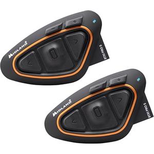 Midland BTX1 Pro Twin C1230.16, Interfono Moto Bluetooth Doppio, Auricolari Casco Impermeabili IPX6, Cancellazione del Rumore, Moto a Moto, Batteria 23h, Portata 300 m, Web Radio via App.
