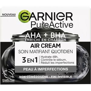 Garnier Pure Active Air Cream - Trattamento opacizzante quotidiano - Arricchito con AHA + BHA & Carbone - Idrata 48 ore e Matifie 12 ore - Pelle mista a grassa alla tendenza acneica - 50 ml