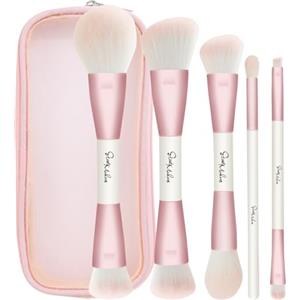 START MAKERS Pennello Fondotinta Start Maker 5 Pezzi Pennelli Make up, 9-in-5 Doppia estremità Pennelli Trucco per Founotinta, Correttore, Blush, Cipria, Ombretto Contouring Viso Pennello per Liquidi Crema Polvere