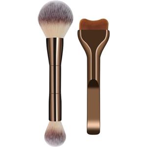 ALLFYL Pennello Fondotinta Liquido Trucco Cipria, Set 3 Pennelli Make up Vegano - Pennello Curvo per fondotinta,Pennello Cipria Pennello Blush Pennelli trucco, per Liquido, Polvere e Crema