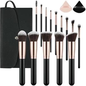LOPHE Pennelli Make Up Pennelli Trucco 17 Pz Pennelli Trucco Viso Pennello Fondotinta Morbido Vegano Pennello Fard Pennello Bronzer Contour Pennello Evidenziatore-Oro
