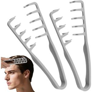 AYBUY 2 Pezzi Generico Pettine Texture Per Uomo, Strumento Volumizzante per Radici, pettine volumizzante con denti larghi Per Coprire le Cuciture, accessorio per la cura del parrucchiere, Grigio