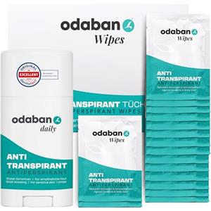 ODABAN ANTIPERPSPIRANT odaban® Set Antitraspirante e Deodorante | Stick + Salviette | Contro Sudore e Odori per Ascelle, Mani e Viso | Azione Rapida | Delicato Profumo Unisex