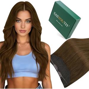 Easyouth Extension Capelli Veri Filo Marrone Extension Filo Human Hair Marrone Più Scuro Wire Extensions Human Hair Donne #4 30cm 70g