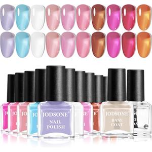 JODSONE Set Smalto Jelly, 10 Colori con Base e Top Coat, Effetto Trasparente, Asciugatura Rapida, Alta Lucentezza, Senza UV, Ideale per Fai da Te e Professionale